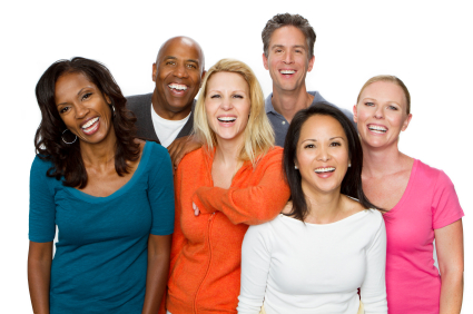 A diverse and friendly looking group of adults