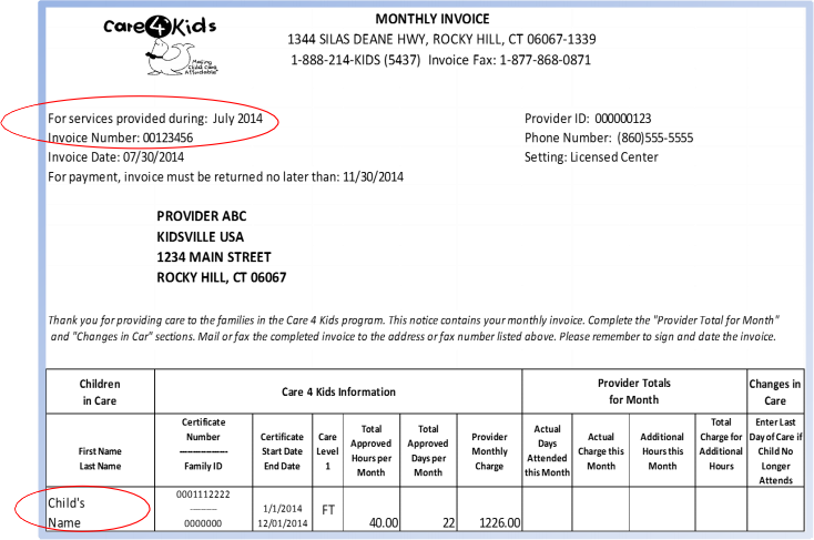 Monthly Invoice Example