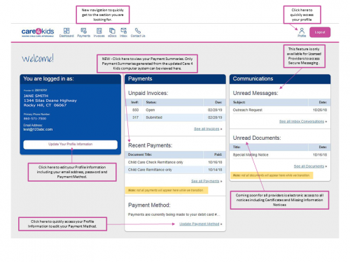 Provider Portal Homepage Navigation Guide CT Care 4 Kids